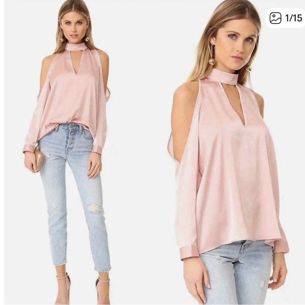 Yumi Kim NWT Hot and Cold Pink Blush Silk Blouse Long Sleeve Size S